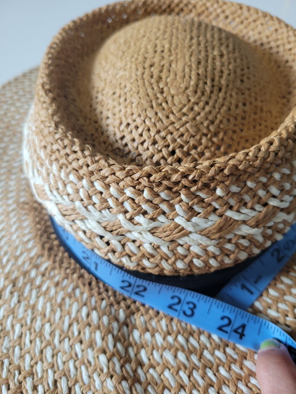 by Anthropologie Woven Straw Sun Hat with Black Band and White Accents - Picture 9 of 14